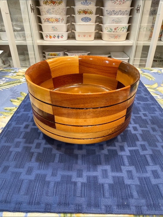 Other - Handcrafted Wooden Serving Bowl in Warm Honey and Amber Tones